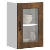 Kitchen Wall Cabinet with Glass Door Kalmar Smoked Oak Engineered Wood 853532