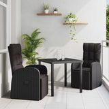 Garden Dining Set with Cushion 3 pcs Black Poly Rattan 3379527