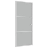 Interior Door 93x201.5 cm White Matt Glass and Aluminium 350578