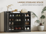 Shoe Storage Cabinet with Adjustable Shelves - Black T3398P344790