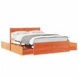 Bed Frame without Mattress Wax Brown 140x190 cm Solid Wood Pine 3282356