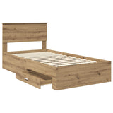 Bed Frame with Drawer Artisan Oak 100 x 200 cm Engineered Wood 3410939