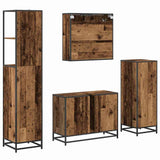 Bathroom Furniture Set with Door 4 pcs Old wood Engineered wood 3402566