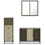 3 Piece Bathroom Furniture Set Sonoma Oak Engineered Wood 3301031
