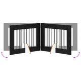 Dog Gate with Stands 6 pcs Black Oak 80 x 60 cm Engineered Wood 892139