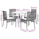 Garden Dining Set Table Black, Chair Black, Cushion Cream White 3213604