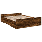 Bed Frame with Drawers without Mattress Smoked Oak 120x200 cm 3280304