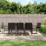 9 Piece Garden Dining Set Black Textilene and Steel 3187048