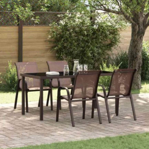 Stackable Garden Chairs 4 pcs Brown Textilene Fabric 318782