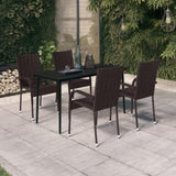 Garden Dining Set Brown and Black PE Rattan 5 Piece Set Durable 3099403