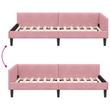 Corner Bed Frame Pink 100 x 200 cm Velvet and Engineered wood 42016167