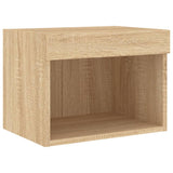 Bedside Cabinets with LED Lights Wall-mounted 2 pcs Sonoma Oak 837118