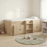 Loft Bed Frame with Cabinet 3 pcs Sonoma Oak Engineered Wood 3423392