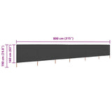 6-panel Wind Screen Fabric 800x160 cm Anthracite 47182