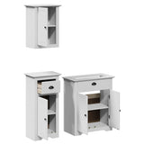 3 Piece Bathroom Furniture Set BODO White Solid Wood Pine 3307647