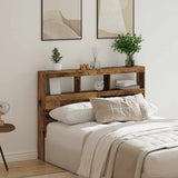 Headboard Cabinet with LED Old Wood 140x17x102 cm 863128