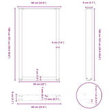 ZNTS Coffee Table Legs U-Shaped 2 pcs White 60x cm Steel 4013237