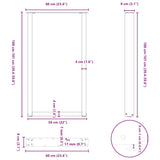 Bar Table Legs U-Shaped 2 pcs Black 60x cm Steel 4013236