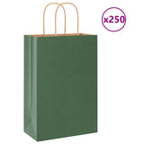 Paper Bags 250 pcs with Handles Green 21x11x31 cm 4101728