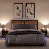 Bedside Cabinets with LED Lights 2 pcs Brown Oak Engineered Wood 852032