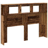 LED Headboard Old Wood 140x18.5x103.5 cm Engineered Wood 857686