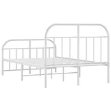 Bed Frame White Powder-Coated Steel Double Bed Frame 353700