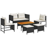 Garden Sofa Set 6 pcs Black and cream Poly Rattan 4104699