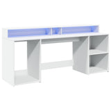 Desk with LED Lights White 200x55x91 cm Engineered Wood 3309438