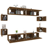 ZNTS 8 Piece TV Cabinet Set Brown Oak Engineered Wood 3114229