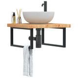 Basin Shelf Wall Mounted Steel and Solid Wood Oak 3302493