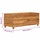 Raised Bed 100x40x38 cm Recycled Teak Wood and Steel 47422