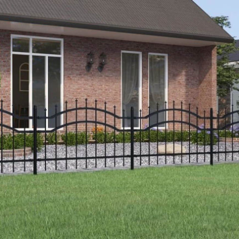 Garden Fence with Spear Top Black 239x75 cm Powder-coated Steel 151079