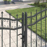 Fence Gate with Spear Top with Lock Grey 305 x 150 cm Steel 42009045