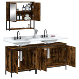 3 Piece Bathroom Furniture Set Smoked Oak Engineered Wood 3214672