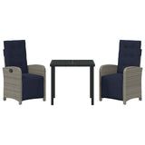 Garden Dining Set with Cushion 3 pcs Grey Poly Rattan 3380358