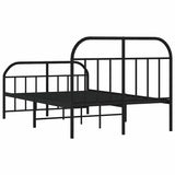 Metal Bed Frame without Mattress with Footboard Black 120x200cm 353651