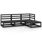 4 Piece Garden Lounge Set Black Solid Wood Pine 3075488