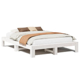 Bed Frame without Mattress White 150x200 cm King Size Solid Wood Pine 3308736