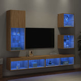 5 Piece TV Wall Units with LED Sonoma Oak Engineered Wood 3216677