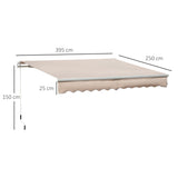 4x2.5m Manual Awning Window Door Sun Weather Shade w/ Handle Beige T3398P377732