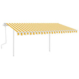Manual Retractable Awning with Posts 4.5x3.5 m Yellow and White 3070038