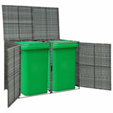 Double Wheelie Bin Shed Poly Rattan Anthracite 148x77x111 cm 46463