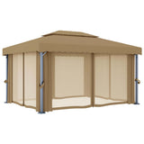 Gazebo with Curtain 4x3 m Taupe Aluminium 3067050