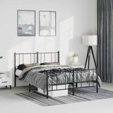 Metal Bed Frame without Mattress with Footboard Black 150x200cm 352500