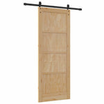 Sliding Door Manual Natural and black 83 x 211 cm 3333282