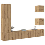 5 Piece TV Cabinet Set Wall-mounted Artisan Oak Engineered Wood 3329202
