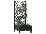 Garden Planter with Trellis&Wheels Black 40 x 40 x 131.5 cm PP 3422915