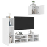 4 Piece TV Wall Units White Engineered Wood 3216500