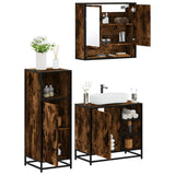 3 Piece Bathroom Furniture Set Smoked Oak Engineered Wood 3300997