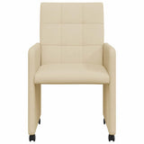 Dining Chairs with Wheels 2 pcs Cream 58 x 65 x 94 cm Fabric 42017836